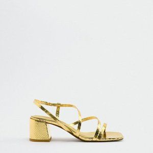 Gold Block Heel Sandal